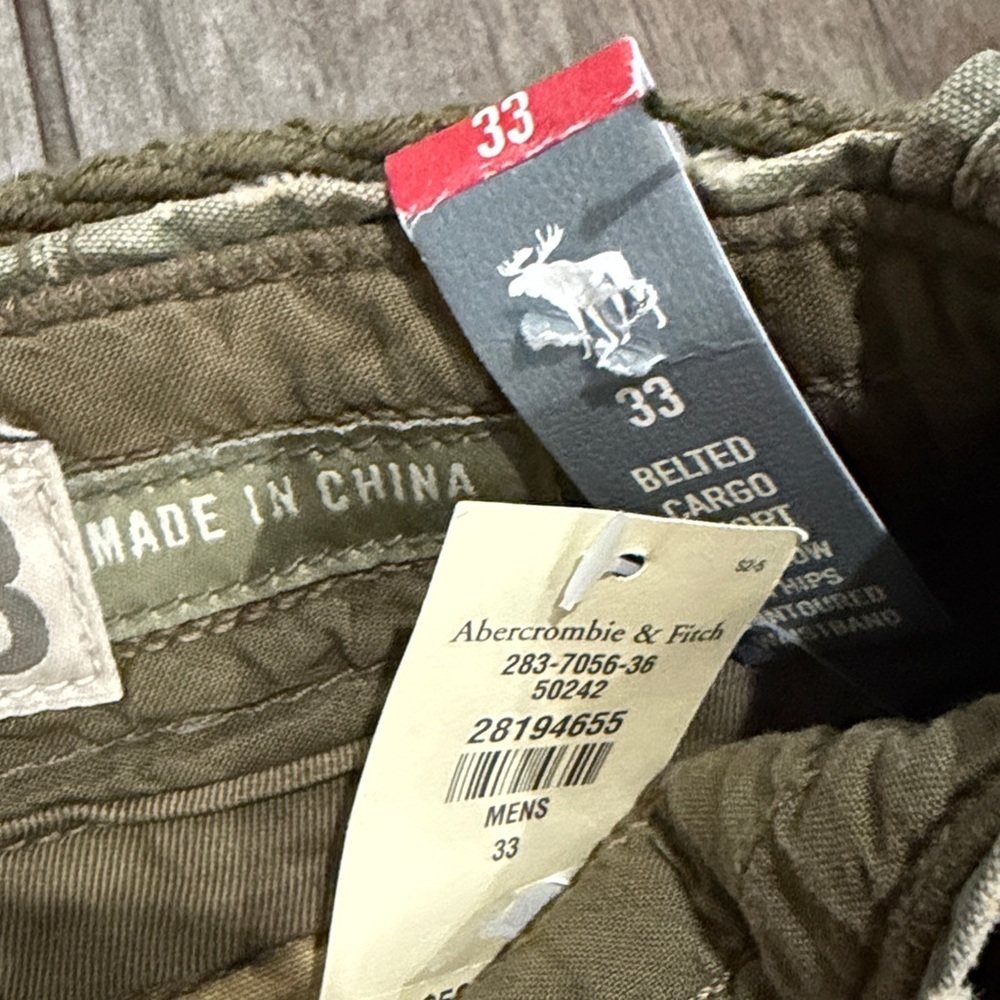 NWT Y2K Abercrombie & Fitch Men's 1892 Paratrouper Camo Belted Cargo Shorts - Picture 3 of 7